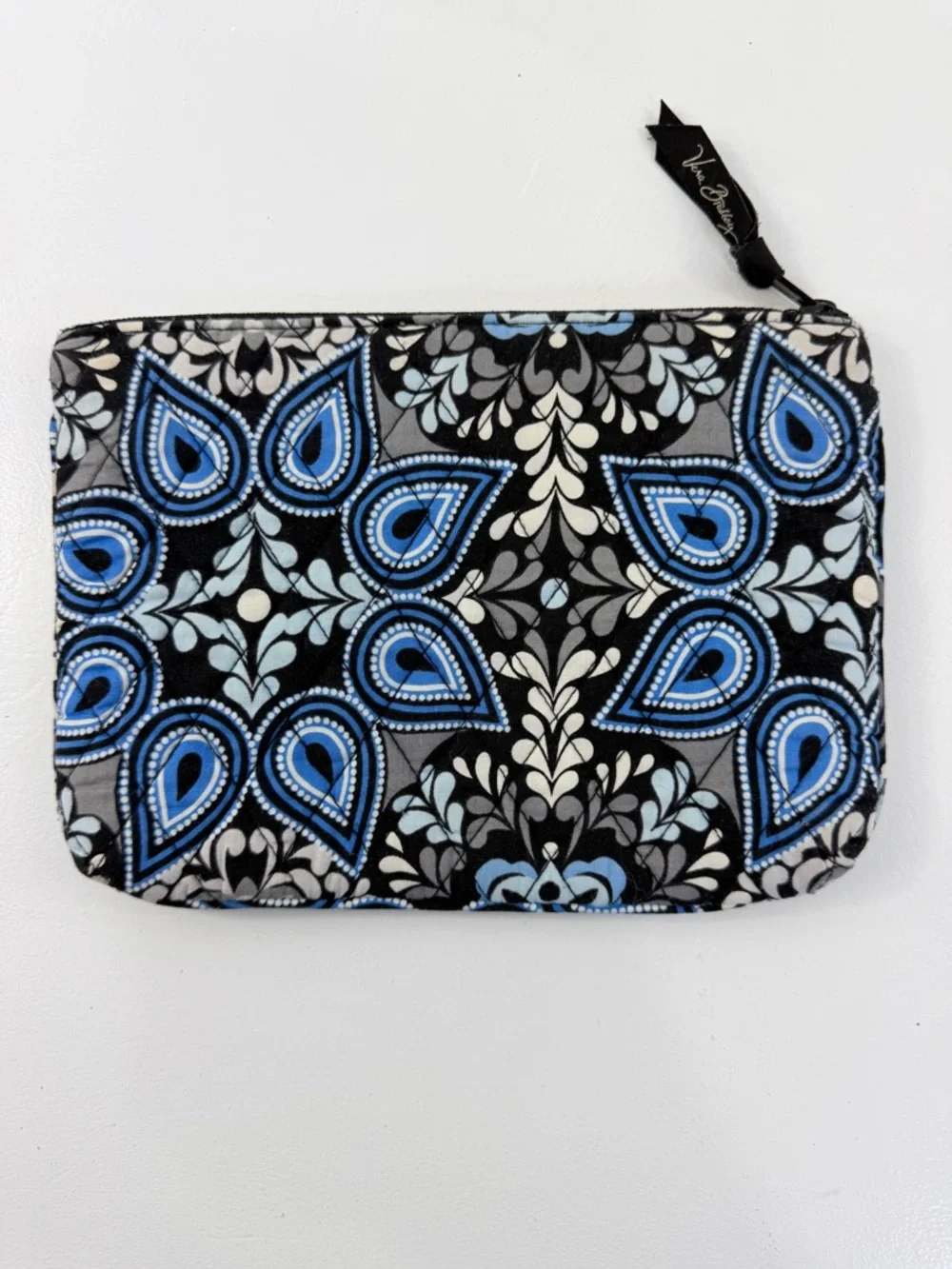 Vera Bradley Black and Blue Floral Zip Cosmetic‎ Pouch